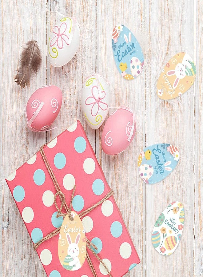 Aukolass 48pcs Happy Easter Gift Tags Colorful Easter Bunny Egg Paper Tags with Strings for Easter Spring Party Favor Decoration Supplies - Image 4